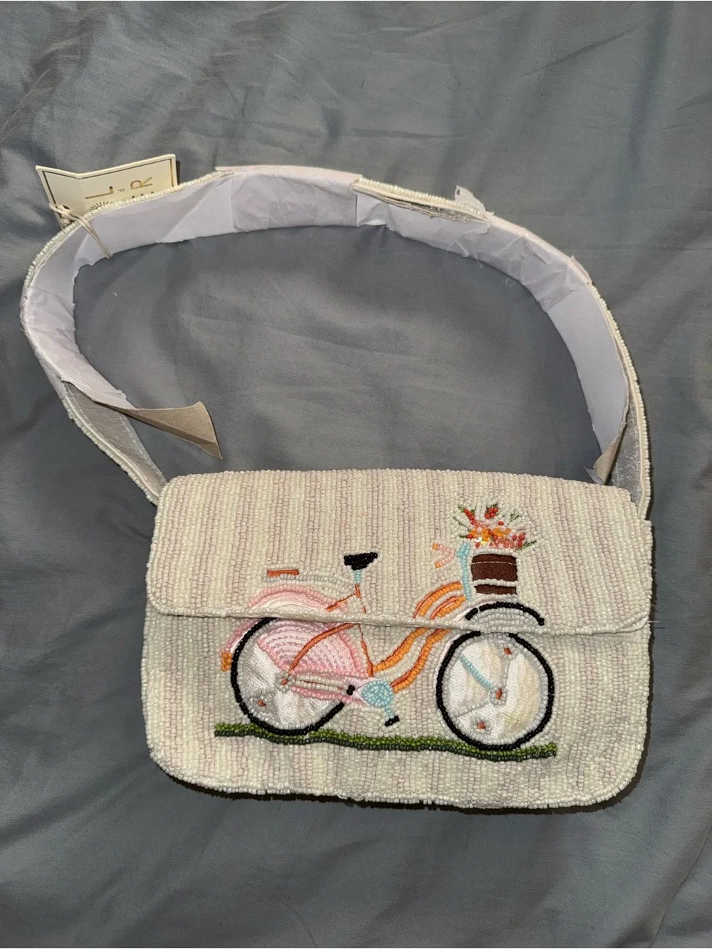 Beaded Bicycle Shoulder Bag Handmade in India New with Tags